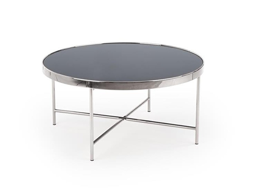 Konferenční stolek Masako (lesklá černá + stříbrná)