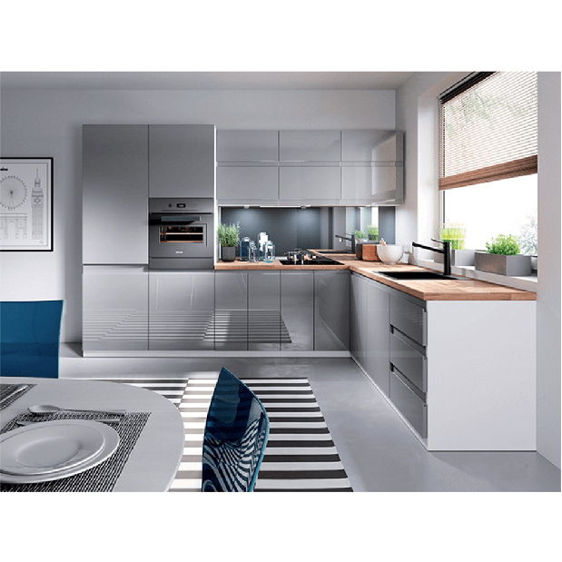Dolní kuchyňská skříňka D60S3 Aurellia (bílá + lesk šedý)