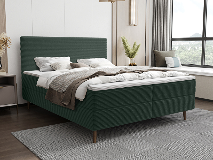 Manželská postel 200 cm Napoli Bonell (zelená) (s roštem, s úl. prostorem)