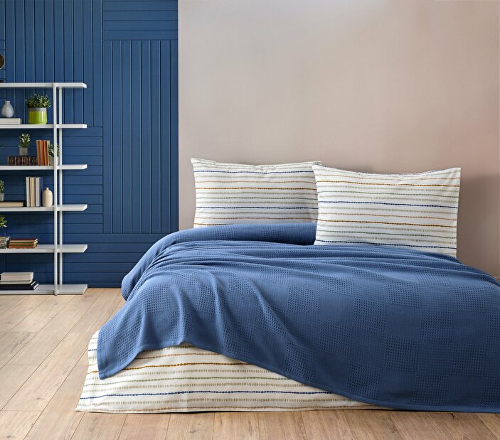 Přehoz na postel 200 x 240 cm Karen (modrá)