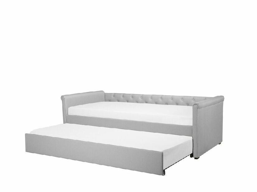 Jednolůžková postel 90 cm LISABON (polyester) (šedá) (s roštem)