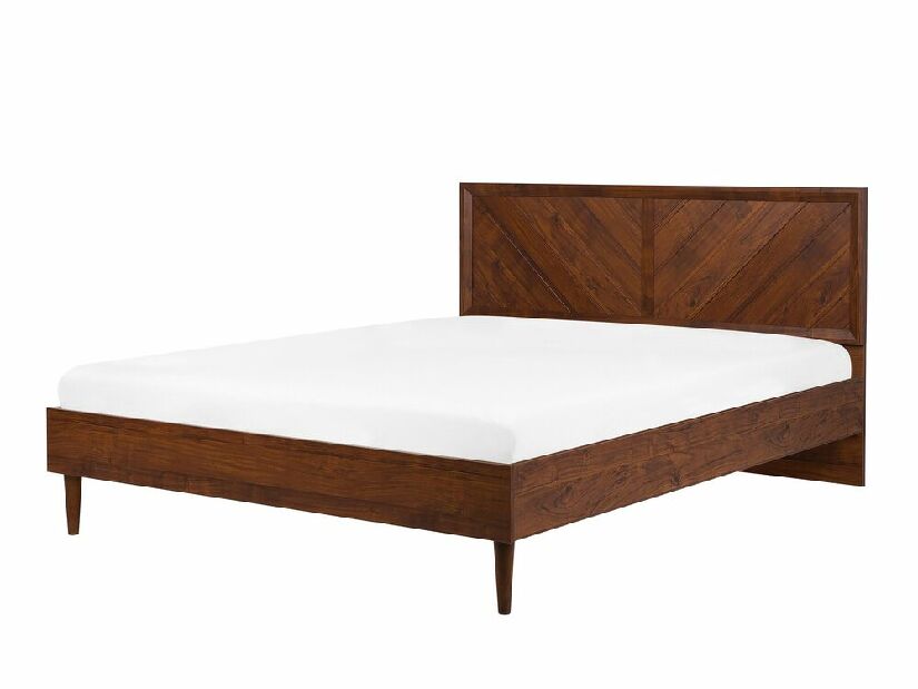 Manželská postel 180 cm MILLET (s roštem a LED osvětlením) (tmavé dřevo)