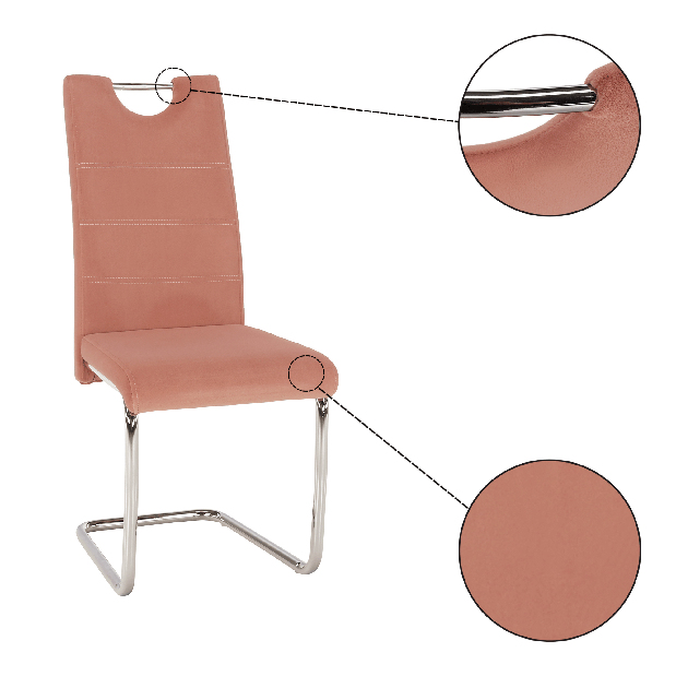 Jídelní židle Canary NEW (růžová + světlé šití)