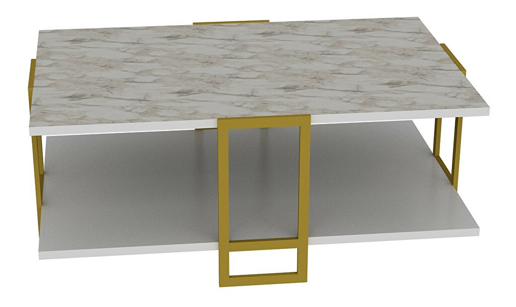 Konferenční stolek Poppy (Zlatá + Bílá)
