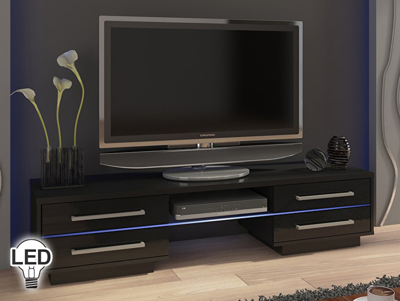 TV stolek/skříňka Laguna (černá + lesk černý)