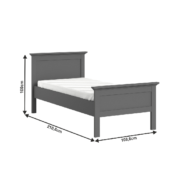 Jednolůžková postel 90 cm Phung (šedá)