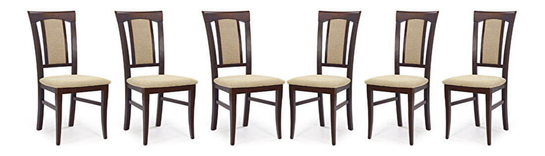 Set 6 ks. jídelních židlí Konrad Ořech tmavý + béžová *výprodej