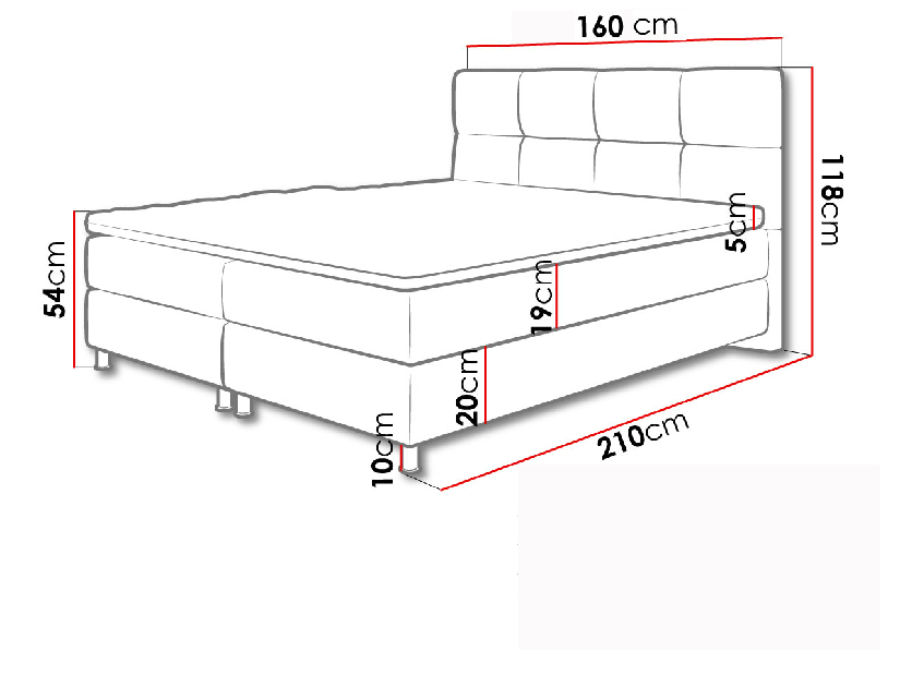Kontinentálni postel 160 cm Andromeda (bílá) *výprodej