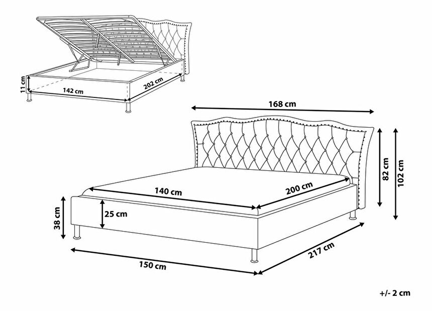 Manželská postel 140 cm MATH (s roštem) (tmavě šedá sametová)