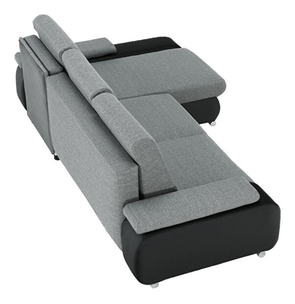 Rohová sedačka Carmen NEW (P) (ekokůže černá + šedá látka)