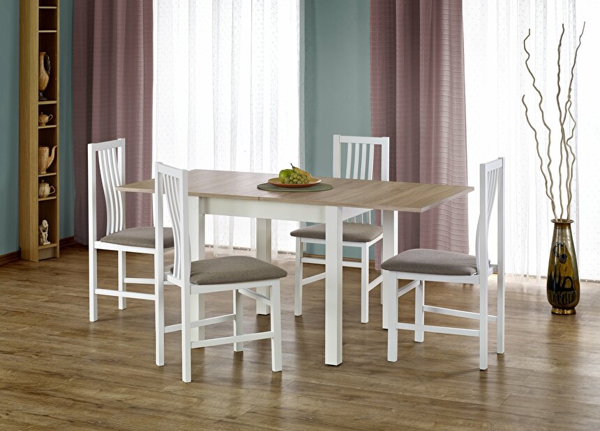 Jídelní stůl Gracjan (dub sonoma + bílá) (pro 4 až 6 osob) *výprodej