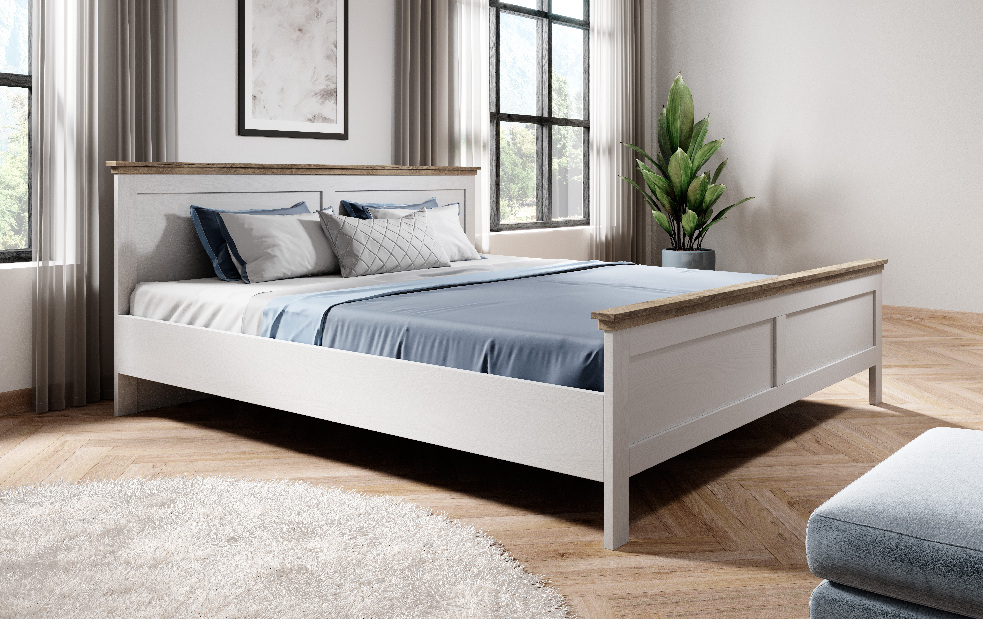 Manželská postel 180 cm Elvina S Typ 31 (bílý popol + dub lefkas)