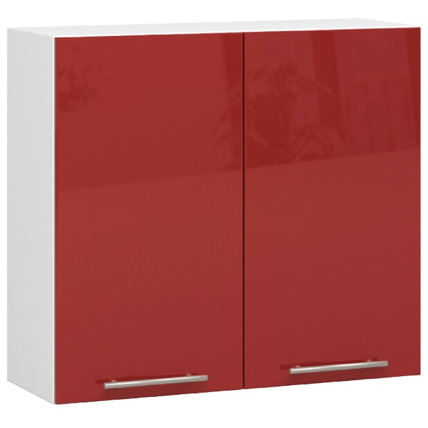 Horní kuchyňská skříňka Ozara W80 H720 (bílá + červený lesk)