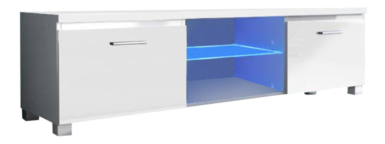 TV stolek/skříňka Linerad (bílá + extra vysoký lesk bílý) (s osvětlením) *výprodej