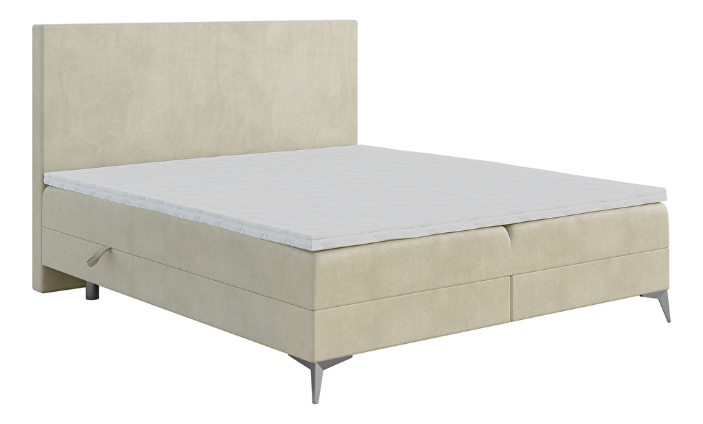 Kontinentální postel 140 cm Ricky (světlobéžová) (s matrací a úl. prostorem)