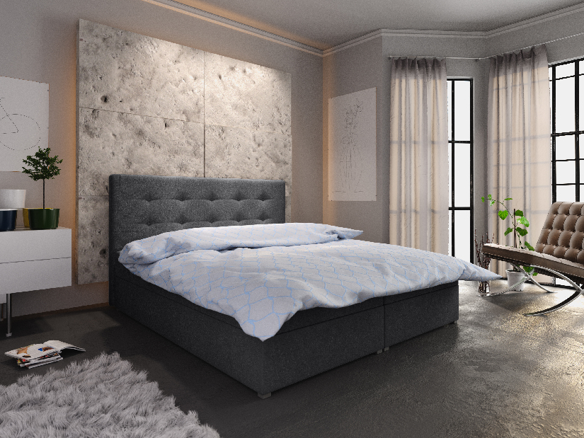 Manželská postel Boxspring 180 cm Fade 1 Comfort (tmavě šedá) (s matrací a úložným prostorem)