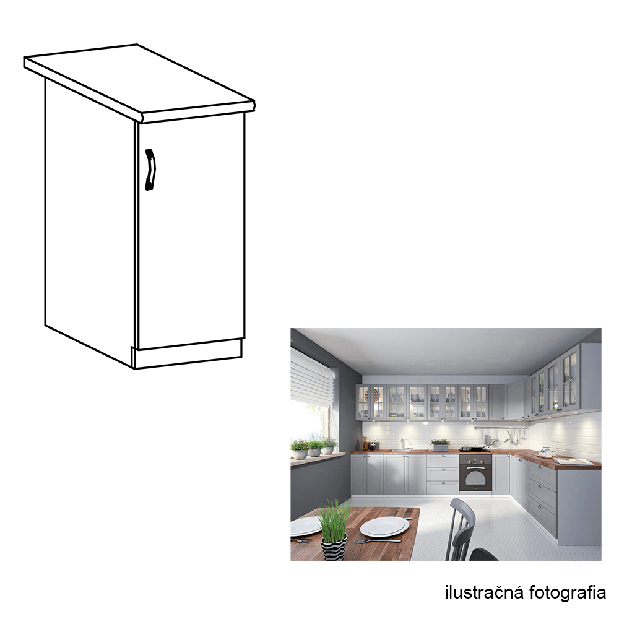 Dolní kuchyňská skříňka D30 Lanaya (bílá + šedá matná) (P)