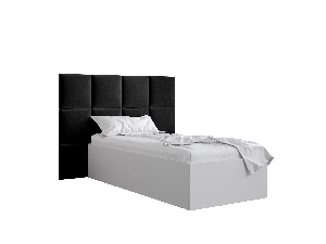 Jednolůžková postel s čalouněným čelem 90 cm Brittany 4 (bílá matná + černá) (s roštem)