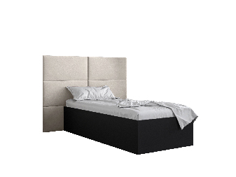 Jednolůžková postel s čalouněným čelem 90 cm Brittany 2 (černá matná + krémová) (s roštem)