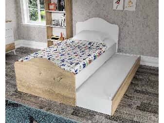 Jednolůžková postel 90 cm Sabese 4 (dub + bílá) (s roštem)
