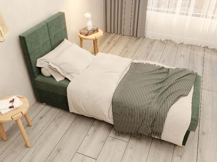  Jednolůžková postel 80 cm Picasso I (tmavě zelená) (s úl. prostorem a matrací)