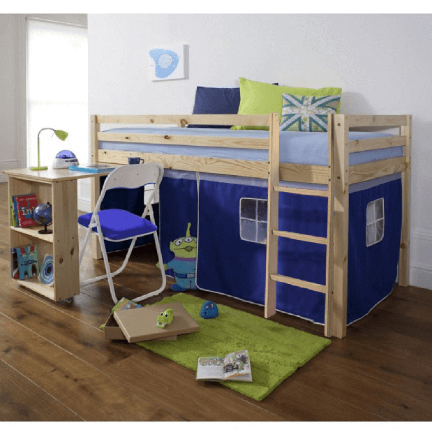 Dětská postel s PC stolkem 90 cm Alzaria (modrá)