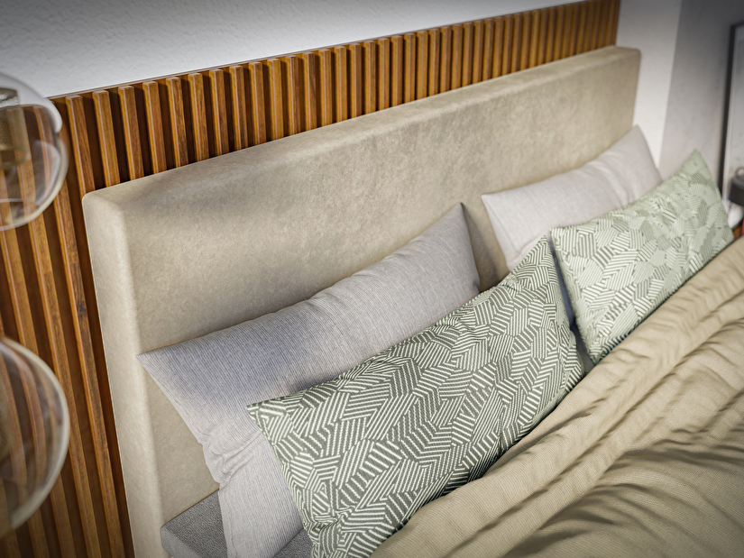 Kontinentální postel 120 cm Lemmy (světlobéžová) (s matrací a úl. prostorem)