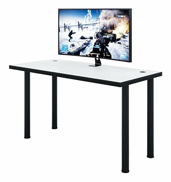 Herní pc stůl Gamer X (bílá + černá) (bez osvětlení)