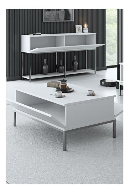 Konferenční stolek Lurde (bílá + stříbrná)