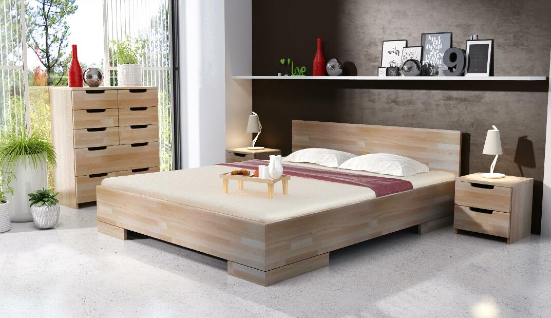 Manželská postel 200 cm Naturlig Stalander Maxi ST (buk) (s roštem a úl. prostorem)