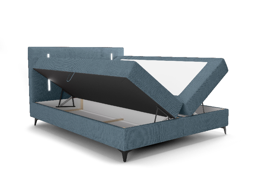 Jednolůžková postel 120 cm Ortega Bonell (světlomodrá) (s roštem, s úl. prostorem) (s LED osvětlením)