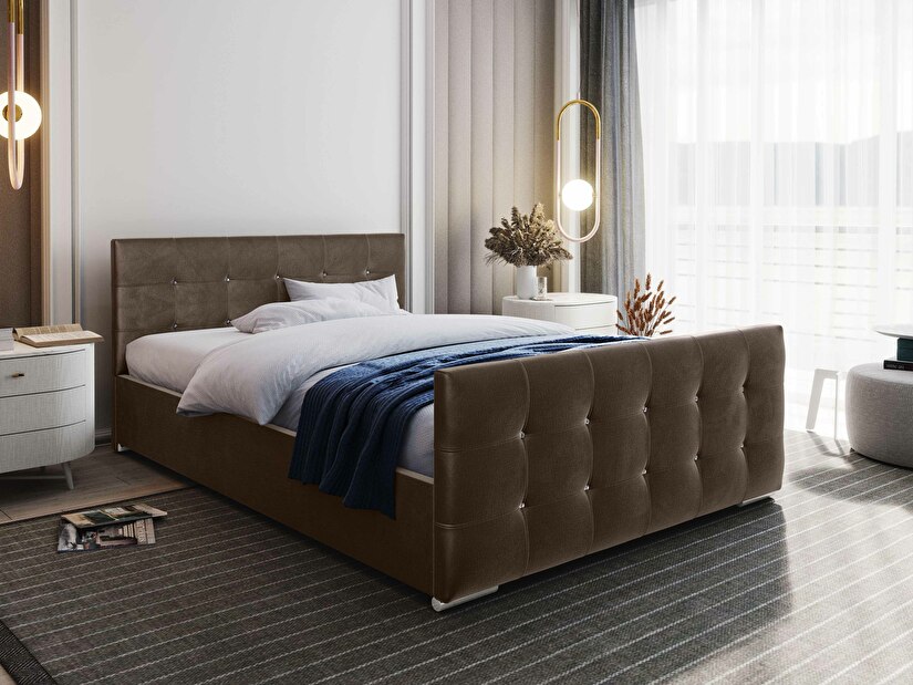 Manželská postel 160 cm Darrin (hnědá) (s roštem a úložným prostorem)
