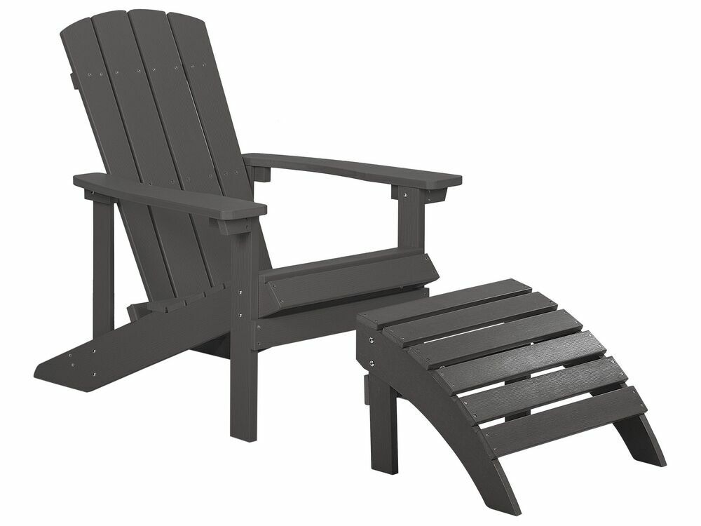 Zahradní židle s podnožkou Adack (tmavě šedá)