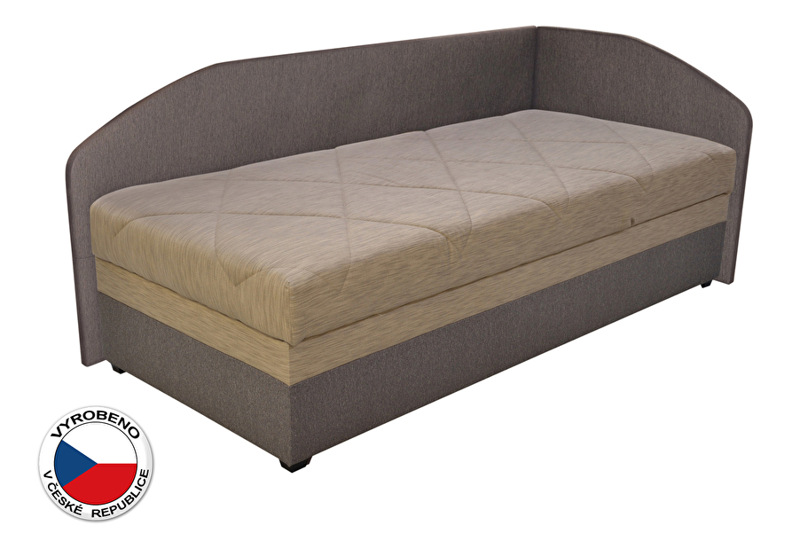 Jednolůžková postel (válenda) 90 cm Blanár Turi (béžová + hnědá) (s roštem a matrací) (P)