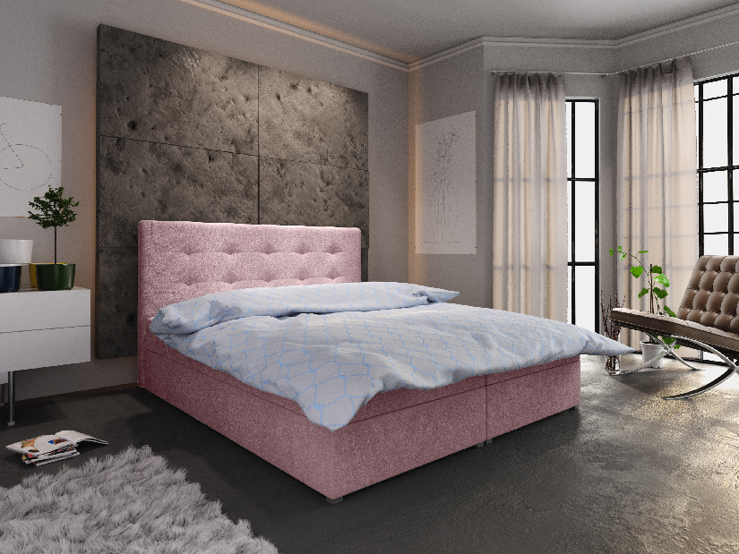 Manželská postel Boxspring 180 cm Fade 1 Comfort (růžová) (s matrací a úložným prostorem) *výprodej