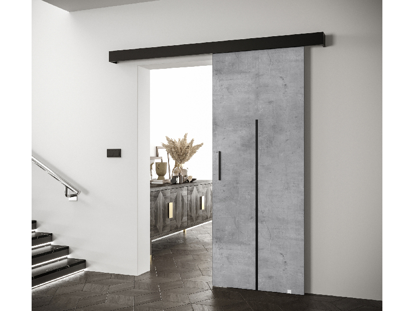 Posuvné dveře 90 cm Sharlene X (beton + černá matná + černá)