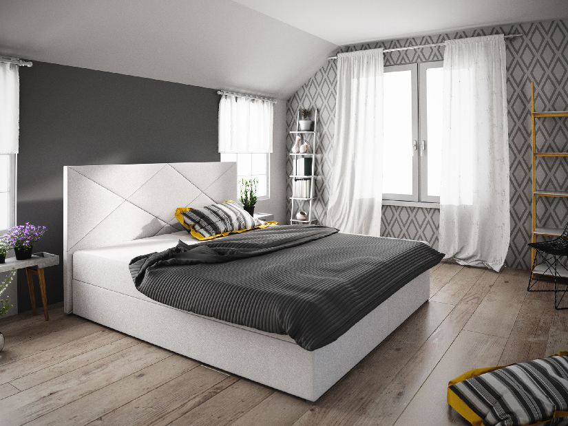 Manželská postel Boxspring 160 cm Fade 4 (béžová) (s matrací a úložným prostorem)