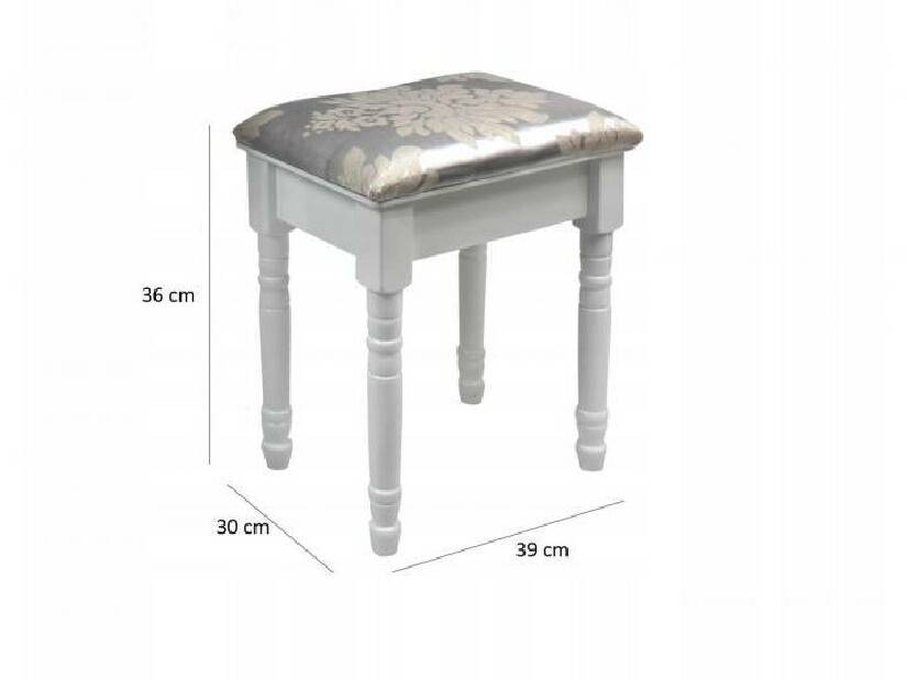 Toaletní stolek s taburetkou Tudor (s LED osvětlením) (bílá)