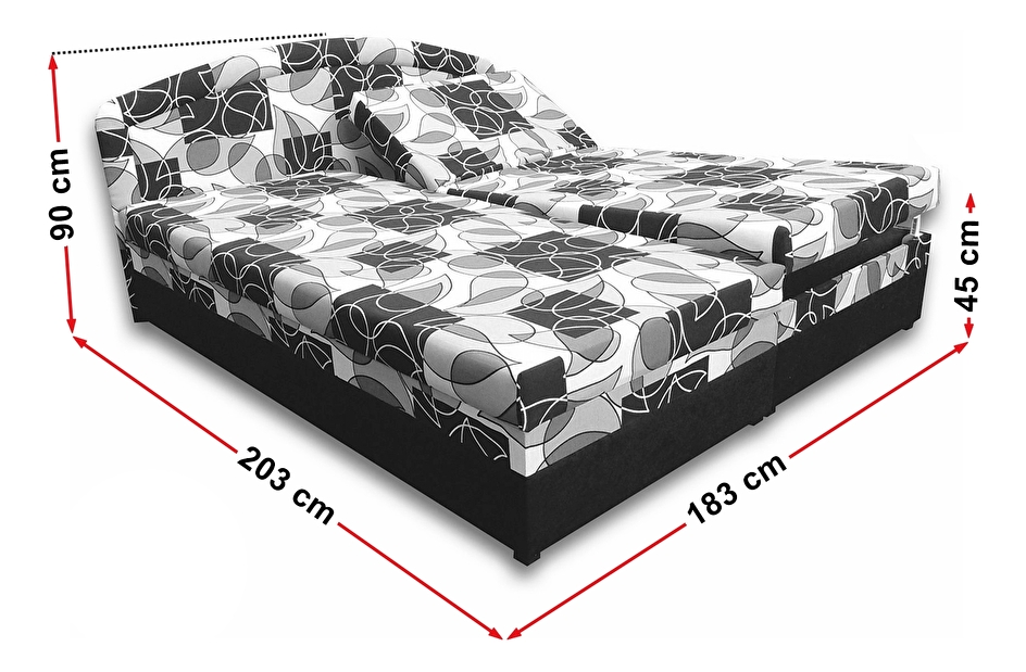 Manželská postel 180 cm Velvet (s pěnovými matracemi)