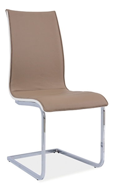 Jídelní židle Caph (ekokůže tmavě béžová + bílá)