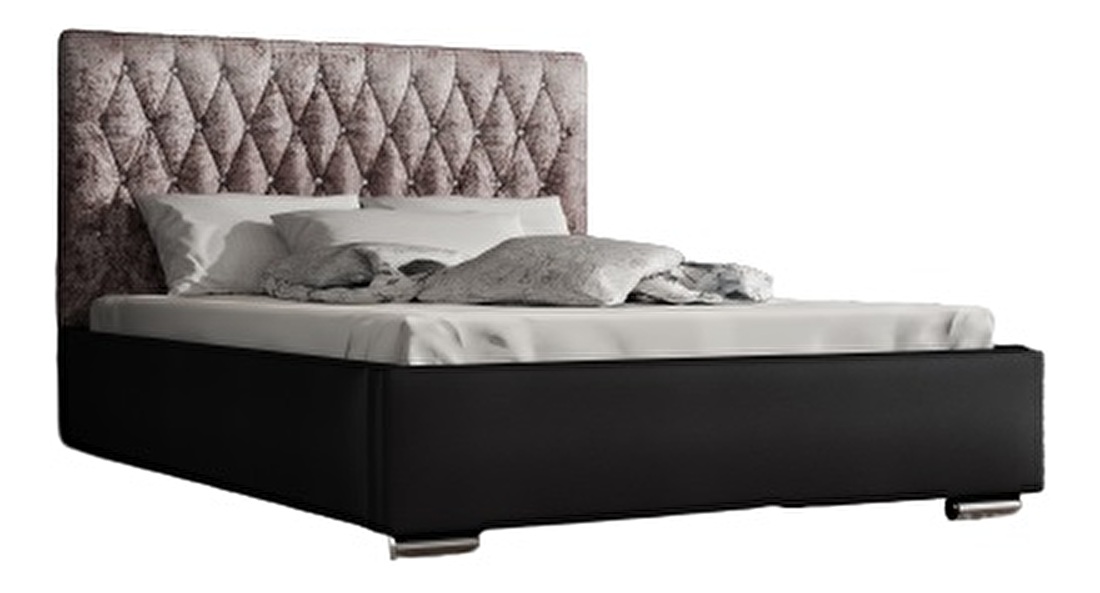 Manželská postel 160 cm Seaford (hnědošedá + černá) (s roštem)