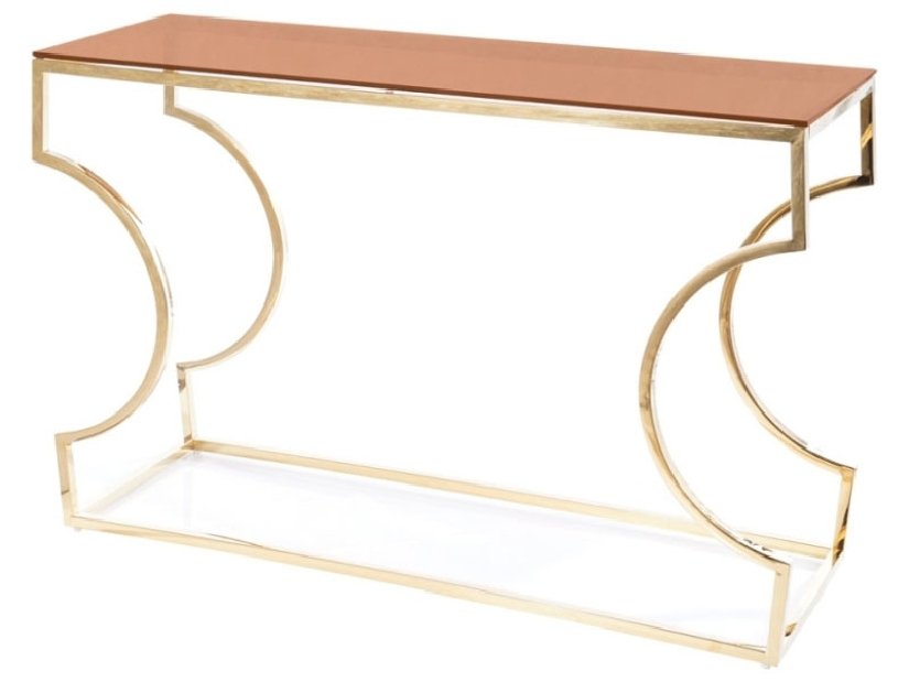 Konferenční stolek Kathern (jantarová + zlatá)