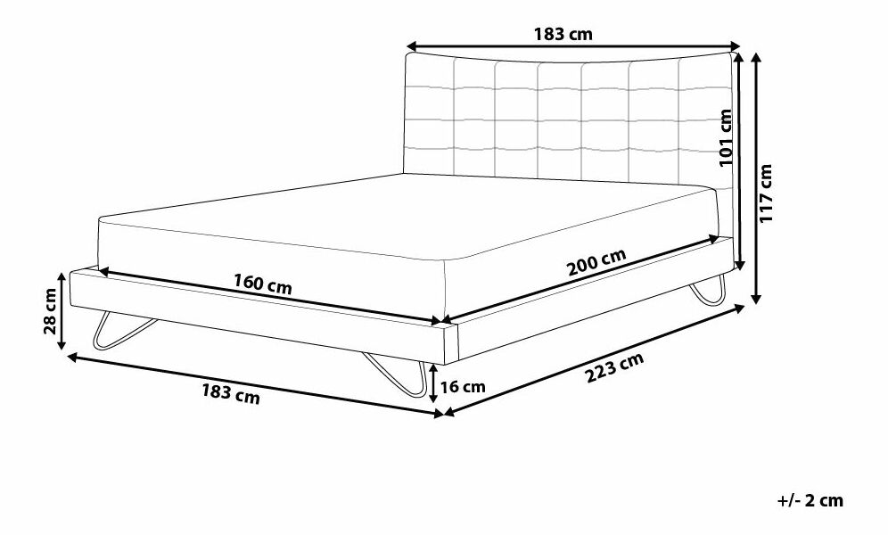 Manželská postel 160 cm LANEL (s roštem) (béžová)