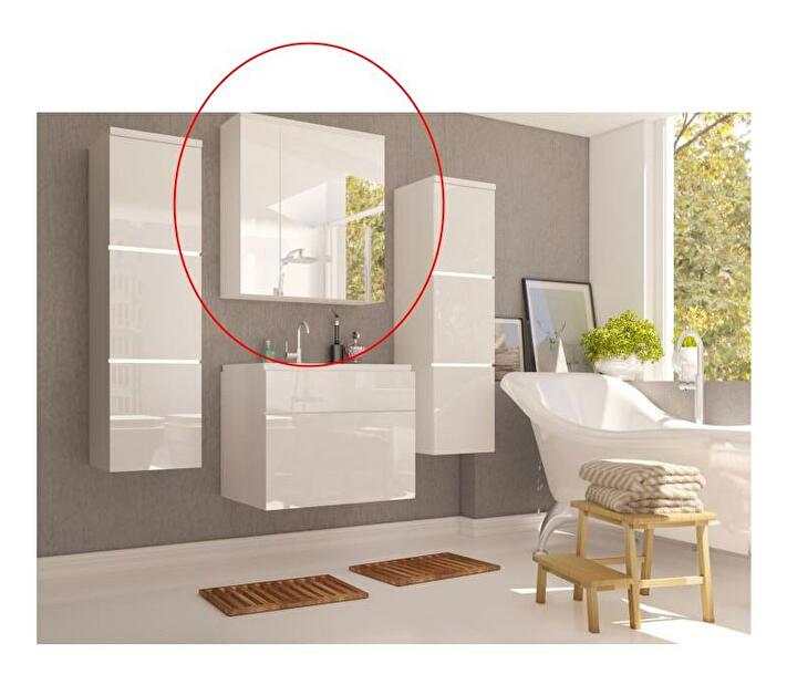 Koupelnová skříňka na stěnu Mason (bílá + bílá extra vysoký lesk) *výprodej