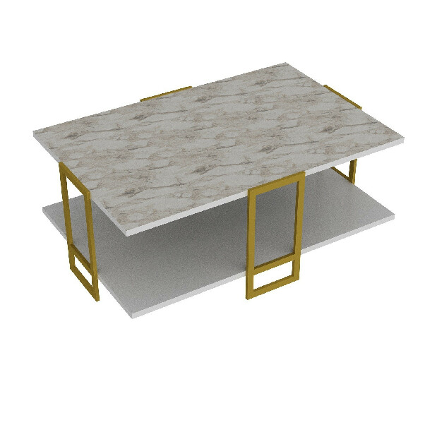 Konferenční stolek Poppy (Zlatá + Bílá)