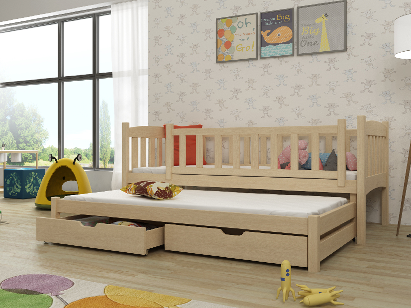 Dětská postel 80 cm Amalia (s roštem a úl. prostorem) (borovice)