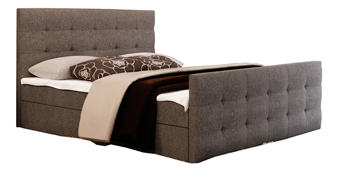Manželská postel Boxspring 140 cm Milagros Comfort 2 (šedá) (s matrací a úložným prostorem)