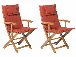 Set 2 ks. zahradních židlí MALI (světlé dřevo + oranžová)
