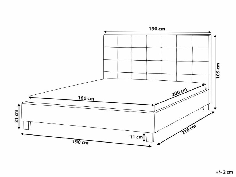 Manželská postel 180 cm Rhiannon (béžová) (s roštem a matrací)