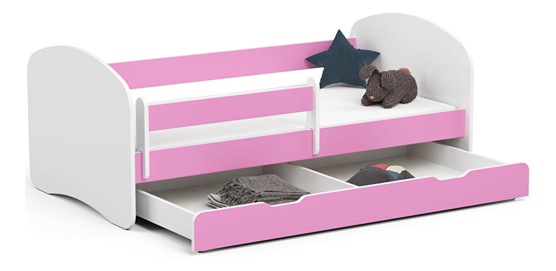Dětská postel Pranshi II (růžová) (s matrací)